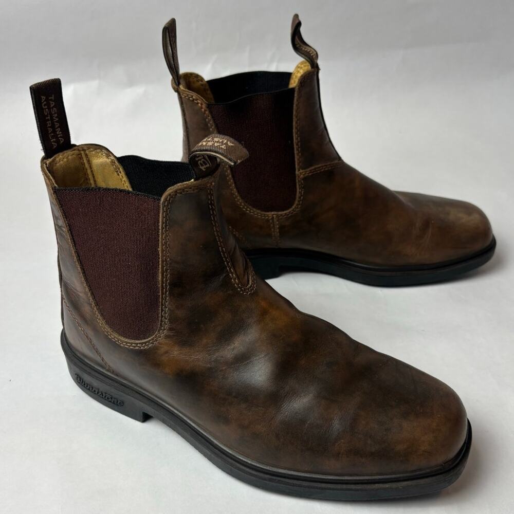 Blundstone Dress Chelsea Boots 8.5 2029 Antique Brown Leather Chisel Square Toe